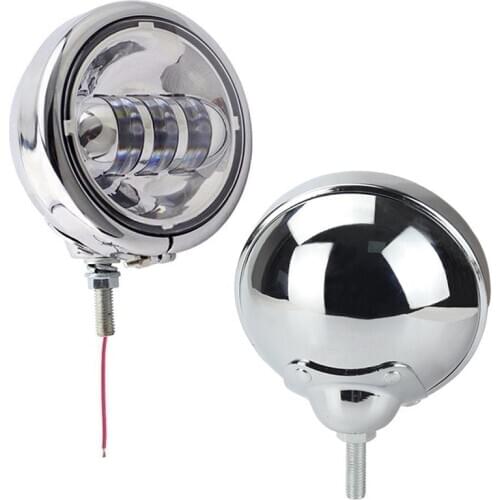 Pair 4.5 Inch Chrome Motorcycle Headlight Front Passing Fog Light Universal Lamp 12V With Mental Fog lights Housing