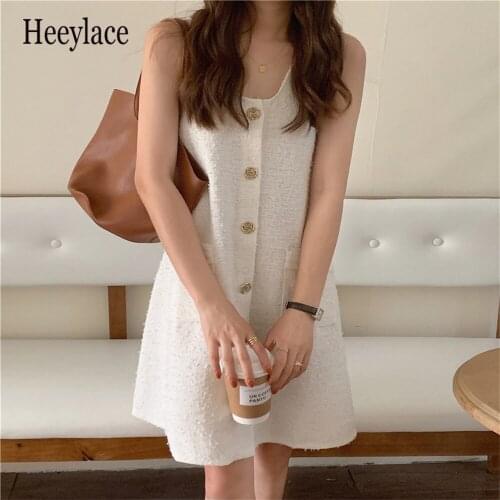 Summer Sleeveless Loose Slip Dress Femme Sexy Chic Prom New Party Elegant Streetwear Slim Women All Match Fashion Mini Dresses