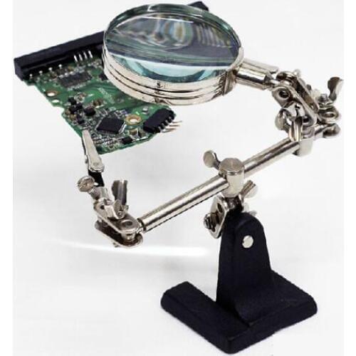 Soldering iron welding machine a magnifying glass Third Hand Soldering Iron Stand Helping Clamp Vise Clip Tool Magnifying Glass