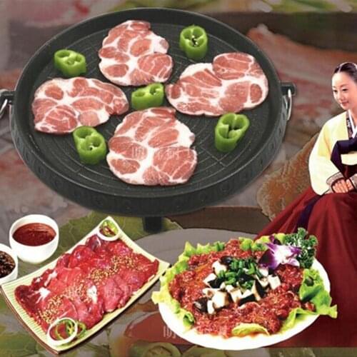 Portable Round Metal Non-stick Barbecue Grill Roaster Pan Stovetop BBQ Cookware