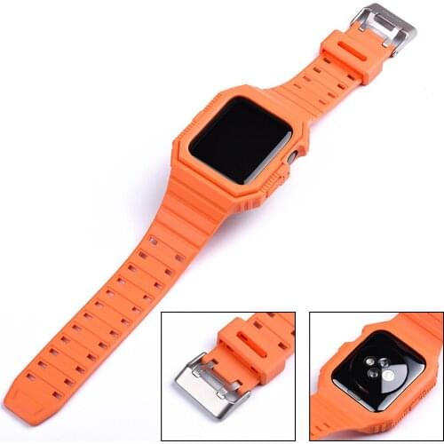 Strap+Case For Apple Watch Series 1 2 3 4 5 6 Silicone Sport TPU For iWatch 6 SE Strap 38mm 40mm 42mm 44mm Newest Wirst Band