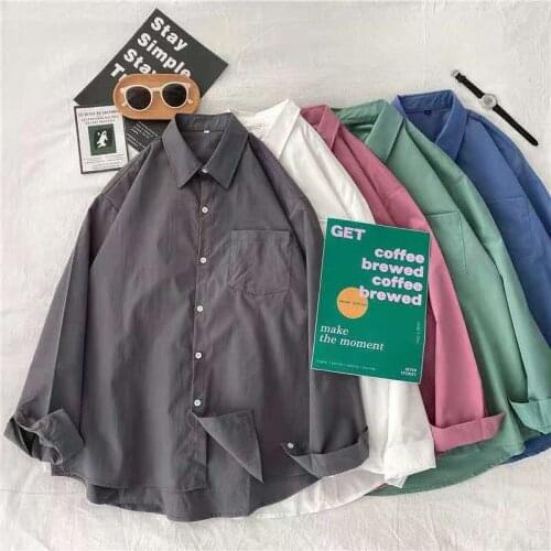 Long Sleeve Shirts for Men Loose Casual 12 Colors Solid Classic Four Seasons Coat Thin Shirt Blouse Tops Plus Size Male Clothes