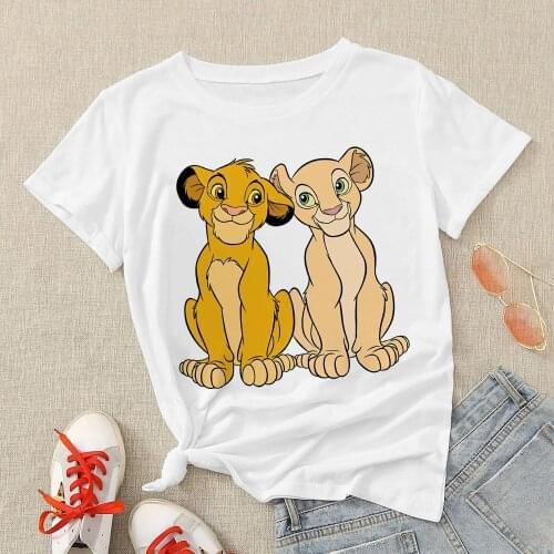 Simba and Nala Print Aesthetic Couple T shirt Disney The Lion King Harajuku Womens T-shirt Spain Urbano Popular Camiseta Mujer