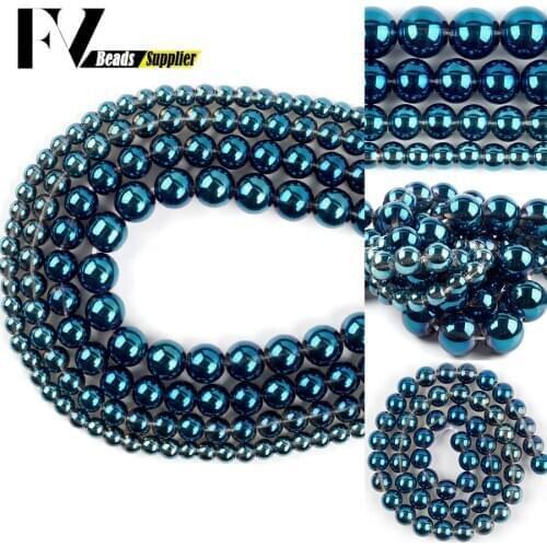 Blue Plated Crystal Glass Round Loose Spacer Beads For Jewelry Making Bulk Diy Bracelet Necklace Charms Accessories 6 8 10 12mm