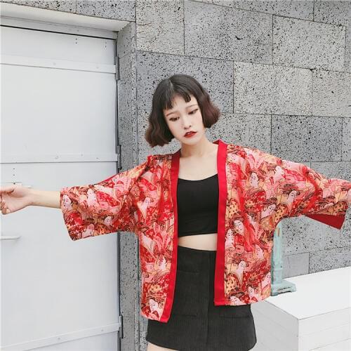 Women Harajuku Cardigan Japanese Kimono Summer Digital Printed Loose Shirt Tops Casual Woman Man Kimonos Coat