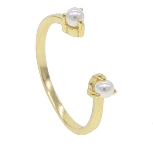Elegant Simulated Pearl Jewelry Open Ring 925 sterling silver Women delicate simple elegant jewelry top quality midi finger ring