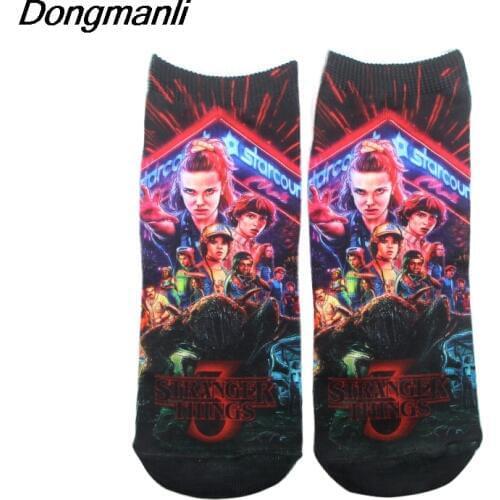 P3902 1 Pair Stranger Things TV Women Socks Fine Art Painting Skateboard Cotton Socks Fashion Art Painting Crew Socks