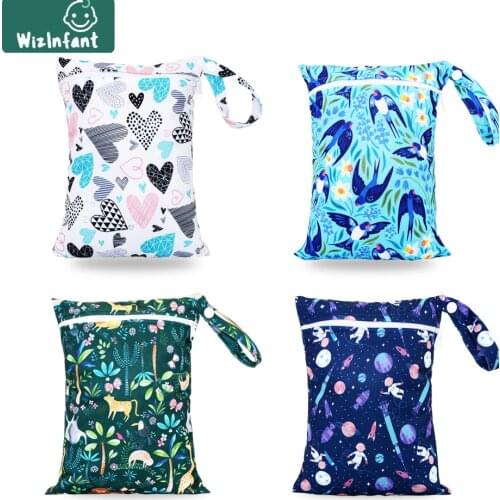 1PC WizInfant Mini Wetbag For Baby Cloth Diapers Dry bag For Menstrual Pads 18X25cm, Waterproof Reusable and Washable