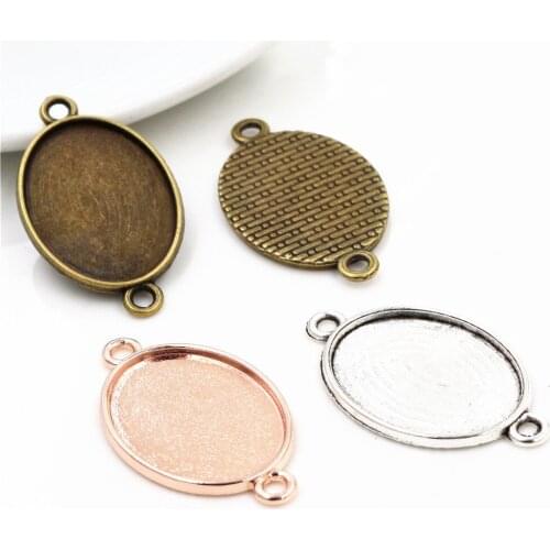 10pcs 18x25mm Inner Size 3 Colors Plated Classic Style Cameo Cabochon Base Setting Charms Pendant necklace findings