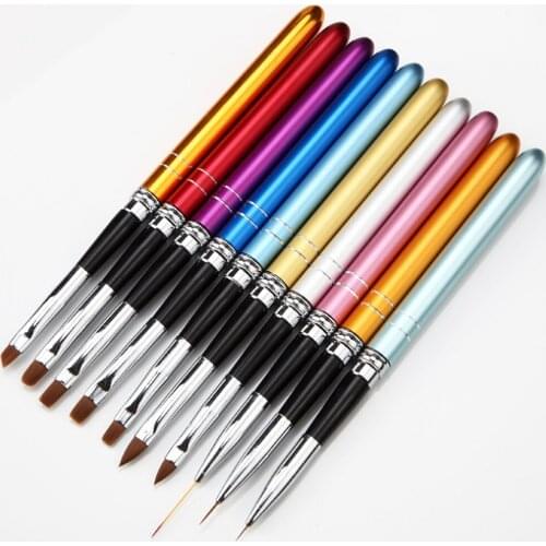 10pcs Nail Art Brushes Liner Drawing Pen Manicure Tools With Lids Liner Painting Dotting Drawing Polish Pen