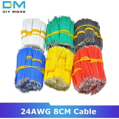 100PCS 24AWG 8CM Tin-Plated Breadboard PCB Solder Cable Fly Jumper Wire Cable Tin Conductor Wires 1007-24AWG Electrical Cable