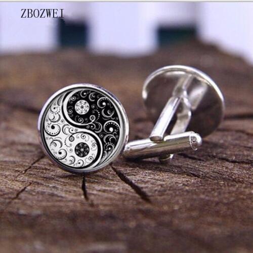 20mm Fashion Manual Cufflinks Tai Chi Rotary Wicca Gift Convex Magic High Quality Cufflinks