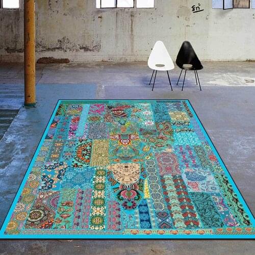 200*300cm Bohemian Palace Imitation Embroidery Stitching Ethnic Style Living Room Bedroom Bedside Carpet Floor Mat Customization