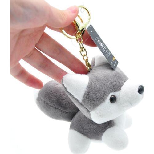 2019 Cute Small Husky Dog Plush Doll Toy Keychain Keyring Lovely Pendant Bag Car Key Holder Gift