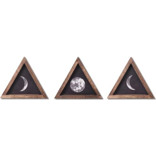 3pcs Moon Phases Wall Hanging Wood Moon Signs Framed Decoration For Home Bedroom Gallery