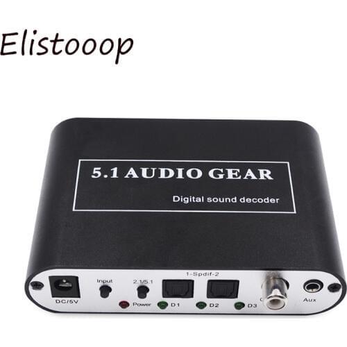 5.1 Audio Decoder Digital Audio Gear DTS/AC3/6CH Digital Audio Converter LPCM To 5.1 Analog Output 2.1 For DVD PC Xbox