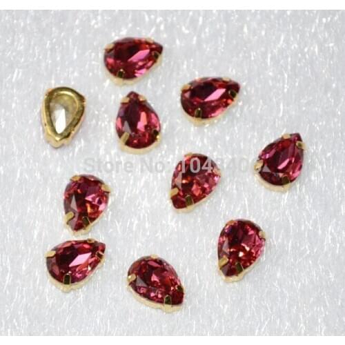 Free shippmen!New! K9 highest Quality 13x18mm 36PCS/lot fuchsia crystal waterdrop Pointback Facny Stone with gold claw setting