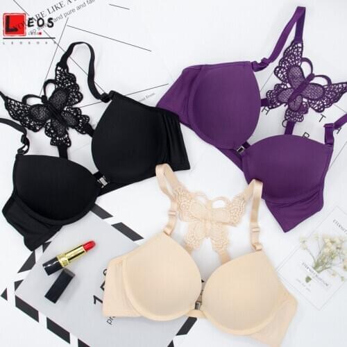 Push Up Sexy Bra Butterfly Lace Front Closure Sexy Bralette for Women Gather Underwire Lingerie Beautiful Back Fun Brassiere