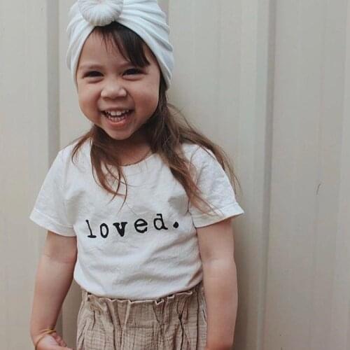 Kids T-shirt New Summer Toddler Baby Boy Girl Short Sleeve O-Neck Letter Print Cotton Tee Tops Loose Casual White Shirt 6M-6Y