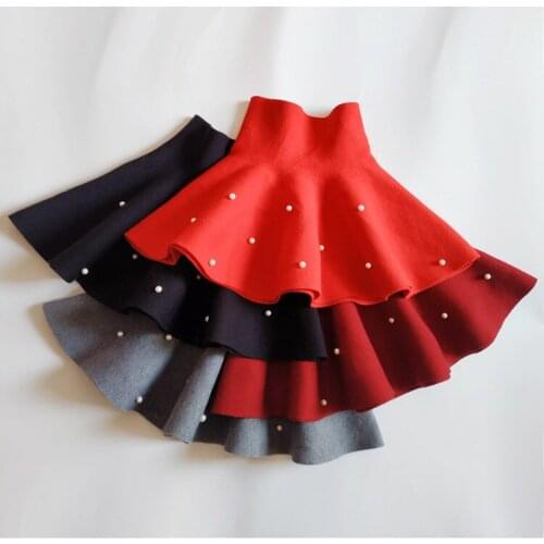 2019 Autumn Baby Girl Skirt Wool Knitting Pearl Kids TuTu Skirt Fashion High-grade Children Baby Skirt 2-8 Year Clothes