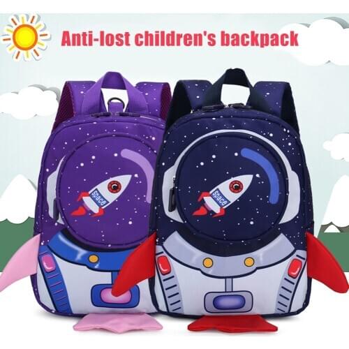 Children School Bag Cartoon 3D Rocket Kids Anti-loss Rope Backpack Daily Bagpack for Children Outdoor School Accessories