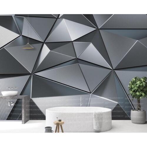Custom Photo Wall Murals 3d Geometric Pattern Metal Wallpaper Wall Papers Papel Mural Madera Canvas Textured Wallpaper