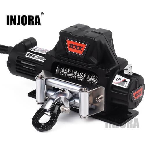INJORA RC Car Metal Steel Wire Automatic Simulated Winch for 1/10 RC Crawler Car Axial SCX10 90046 D90 Traxxas TRX4 Redcat