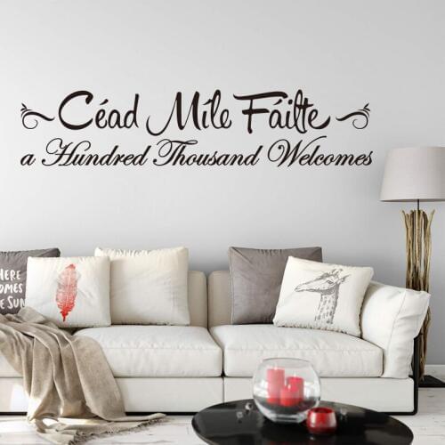 Irish Cead Mile Faite a hundred thousand welcomes Quote Wall Sticker Living Room Hello Welcome Words Wall Decal Vinyl Home Decor