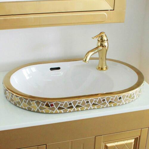 Half Embedded Basin oval Under Counter Europe Style Handmade Countertop Basin Bathroom Sink Ceramic wash basin porcelain