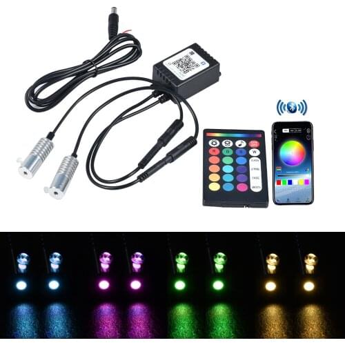 2 Head 12V RGB Light Source for 3MM Side Glow Optic Fiber Cable Mobile APP Control RF Remote for Car Atmosphere Light