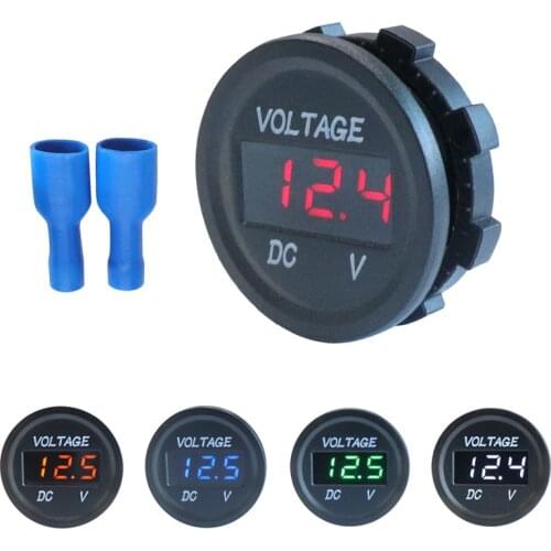 Round Waterproof Auto Boat Car Motorcycle Mini Digital Voltmeter DC5V-48V LED Panel Volt Voltage Meter Tester Monitor Display