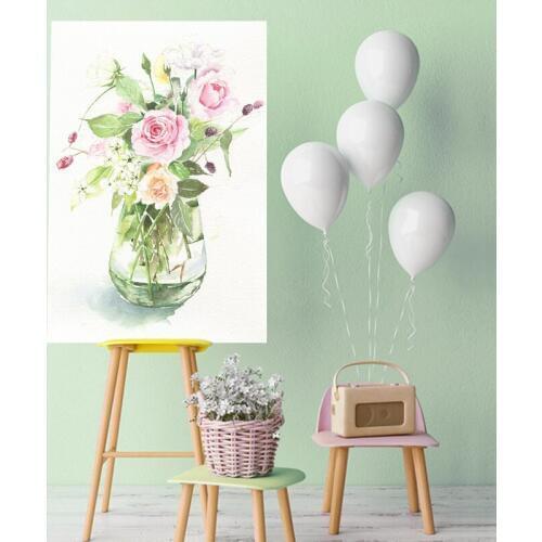 Small fresh flower cat rabbit animal oil painting DIY painting digital art painting digital family Hotel decorative painting