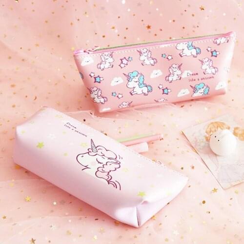 Kawaii Unicorn Leather Pencil Cases Cute Pencil Box Large Pen Case Big Pencil Bags For Boys Korean Stationery School Supplies