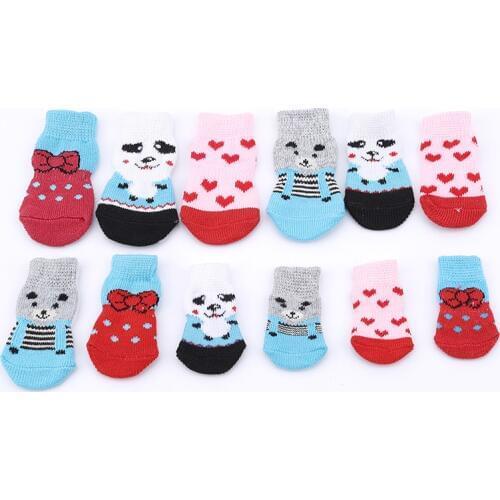 New Fashion Pet Dog Puppy Cat Shoes Slippers Non-Slip Socks Pet Cute Indoor for Small Dogs Cats Snow Boots Socks