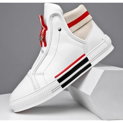 Fashionable Sports Shoes Men White High Top Men Skateboarding Sneakers Winter Slip-On Mens Chunky Sneakers Zapatillas Hombre