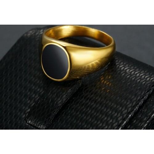 Fashion-Ring Lron German Jewelry Dainty Oval Shape Rings For Girls Ladies Black Enamel Classic Lot Personality Customization