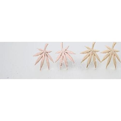 Fashion Weed Leaf Stud Earrings plated unique stud earrings zinc alloy rock earring for women