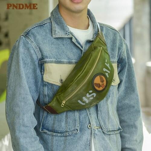 Fashion luxury genuine leather mens chest bag casual high-quality natural first layer cowhide shoulder diagonal bag waist packs