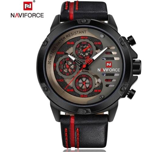 NAVIFORCE Luxury Brand Quartz Men Watch Genuine Leather Watches Men Sport Quartz Watch Relogio Masculino for Man Clock Male Gift
