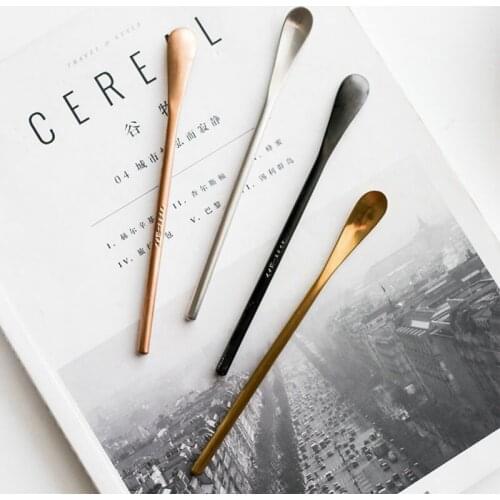 Stainless Steel Square Head Long Handle Mixing Stirring Ice Coffee Spoon Ice Cream Dessert Tea Spoon For Picnic Kitchen Bar Ware