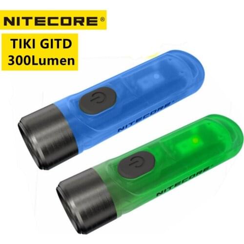 Original NITECORE Flashlight TIKI GITD 300 Lumens Rechargeable With OSRAM P8 LED Keychain Light Mini UV Portable Flashlight