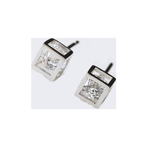 New Hot Fashion 925 Sterling Silver Crystal Rubiks cube Earrings for Women Girls Gift Fashion Statement Jewelry