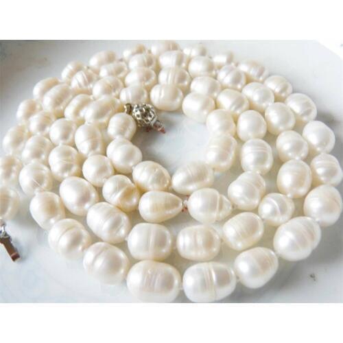 New Gorgeous 10-11mm irregular white Akoya pearl necklace 34