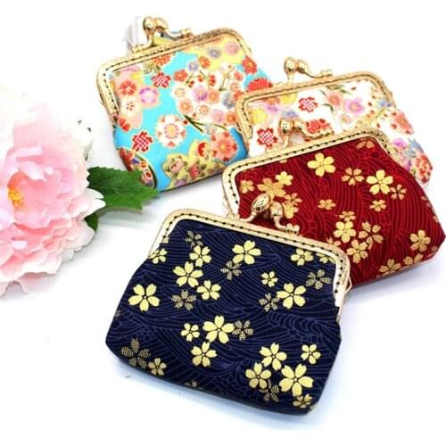 New 2021 Cotton Fabric Lovely Women Coin Purse Japanese Kimono Printed Handmade Lady Small Wallet Female Portable Hasp Clutch