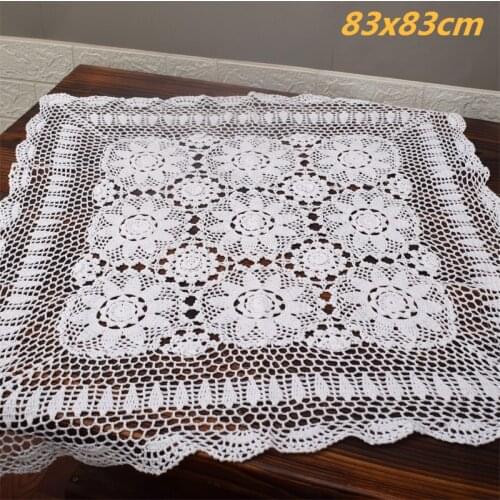 Pastoral Style Handmade Crochet Square Cotton Tablecloth Furniture Appliances Dust Cover Holiday Home Leisure Decoration Tapete