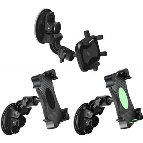 Front Windshield Navigation Bracket Car Mobile Phone Holder 360 Degree Rotating Suction Cup Type For 4-6.4 Inches In Width