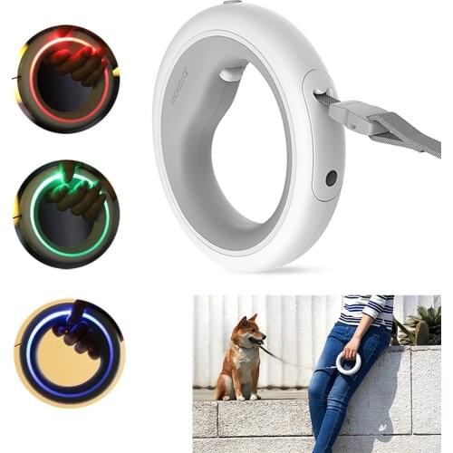 Fashion Luxury Hands Free Retractable Pet Dog Leash Lead Walking Traction Rope Rechargeable Night Luminous LED Breathing Light