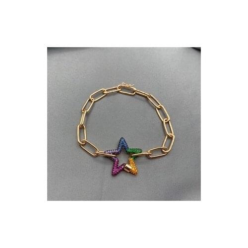 Rose Plated Colorful Star Chain Bracelet