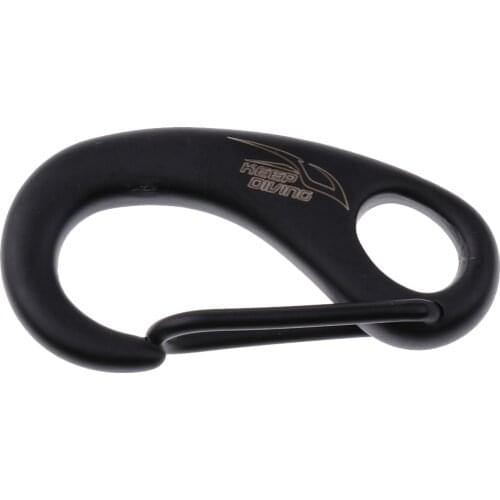 Durable 316 Stainless Steel Egg Shape Spring Snap Hook Carabiner for Scuba Diving Diver (Black)