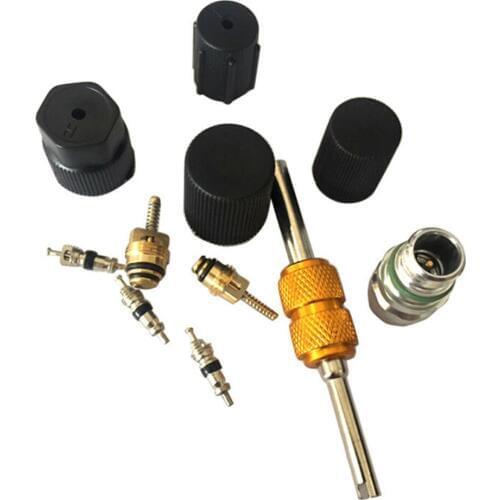R134a Air Conditioning Car Valve Core A / C System Cap Repair Disassembly Kit Copper And Brass Spool